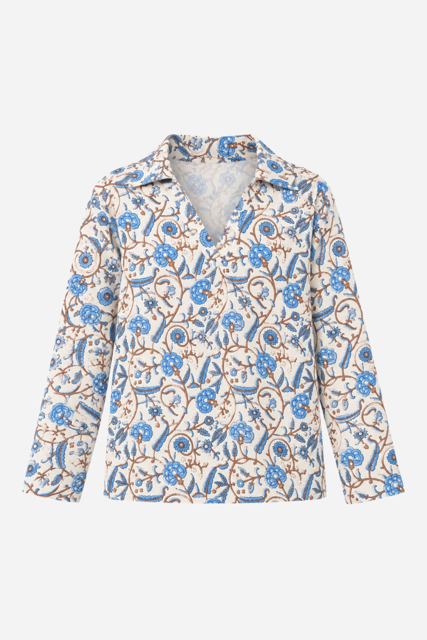 SHREADS Floral Print V-Neck Full-Sleeve Top