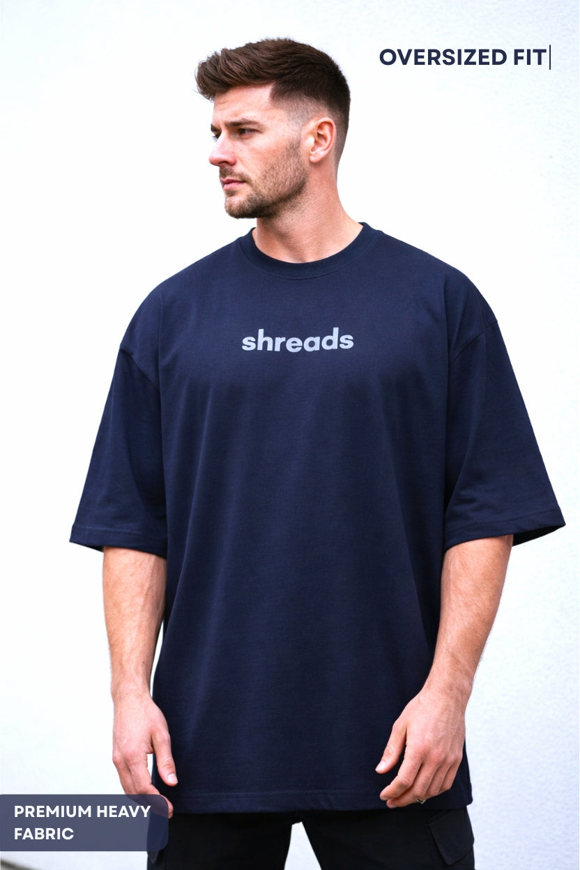 SHREADS MOUNT FOREST unisex oversized T-Shirt by Shreads front view navy
