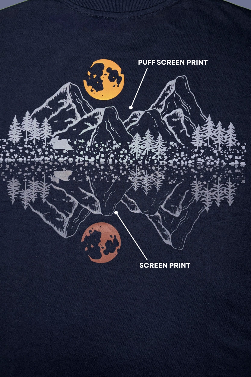 SHREADS MOUNT FOREST puff print oversized T-Shirt graphic detail
