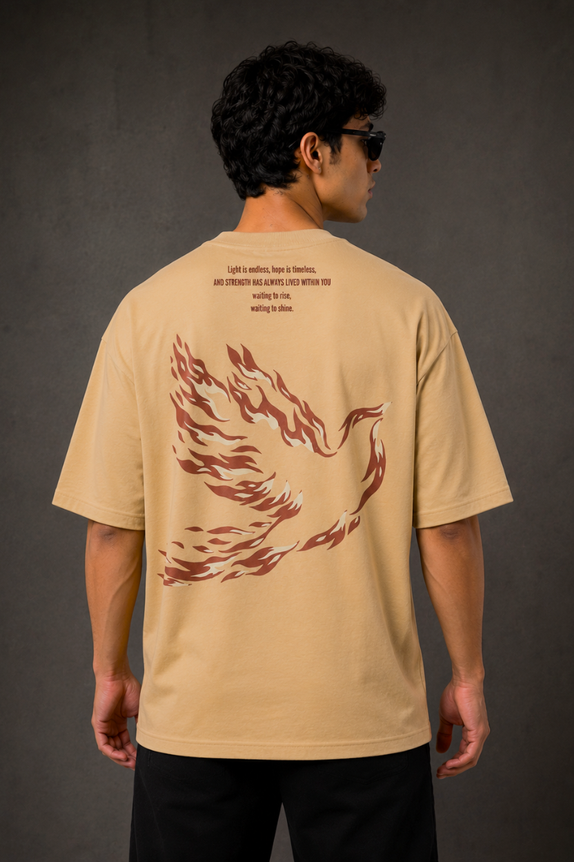 Shreads PHOENIX Unisex Beige Oversized T-Shirt